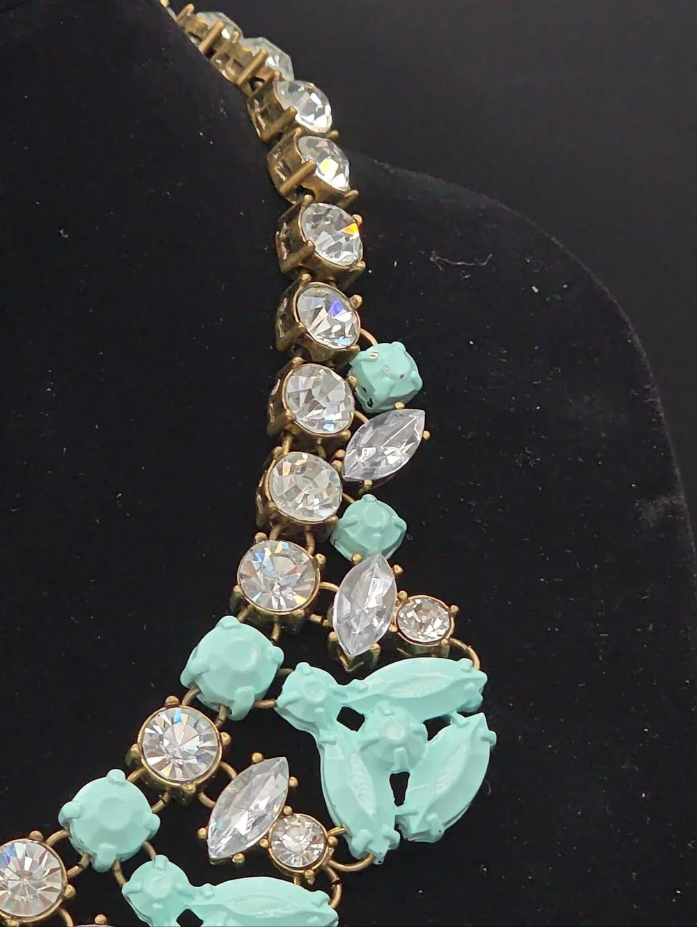 Sarah Templeman Camille Rhinestone Turquoise Enamel Bumblebee Statement Necklace